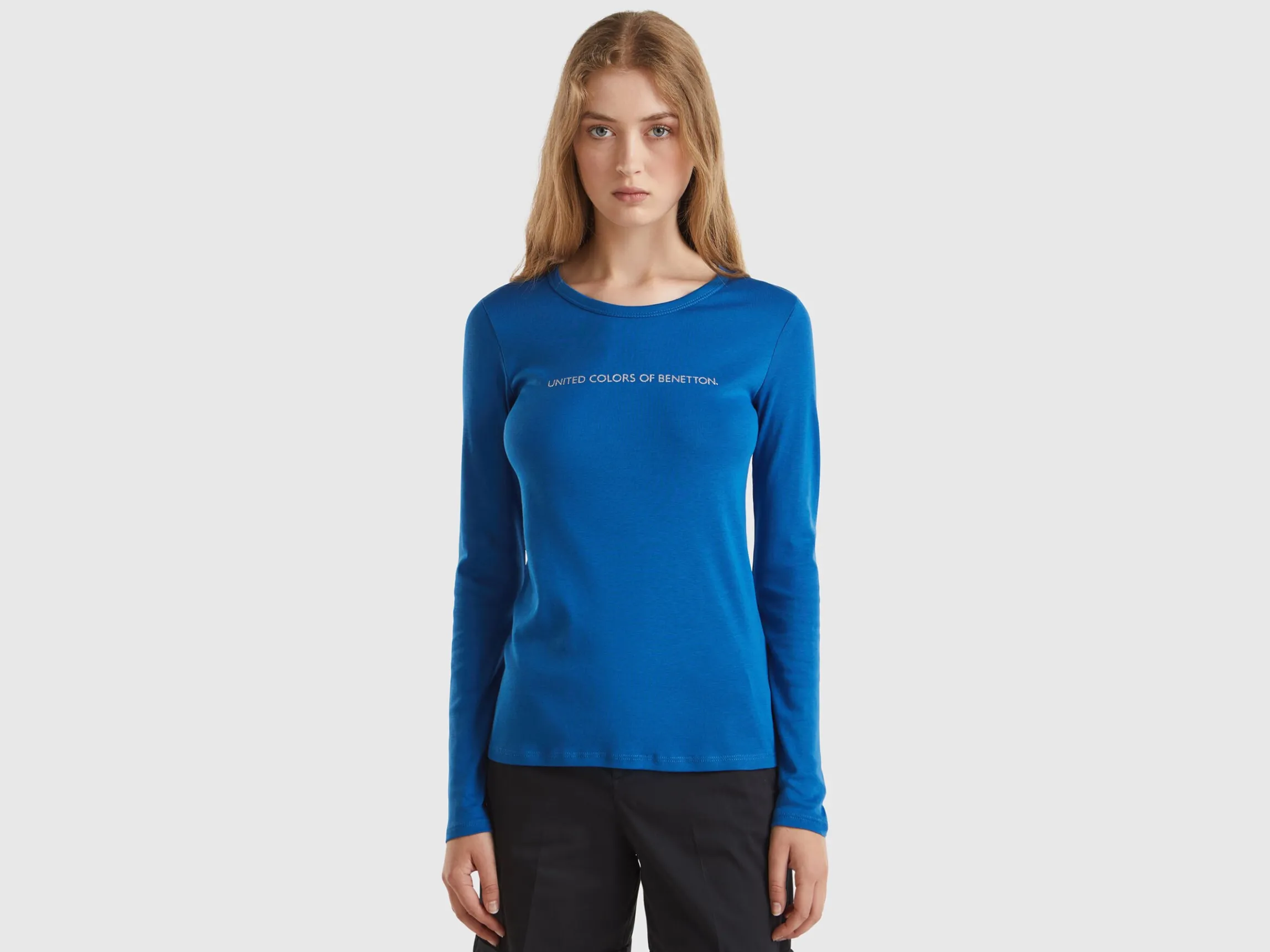 Air force blue long sleeve t-shirt in 100% cotton