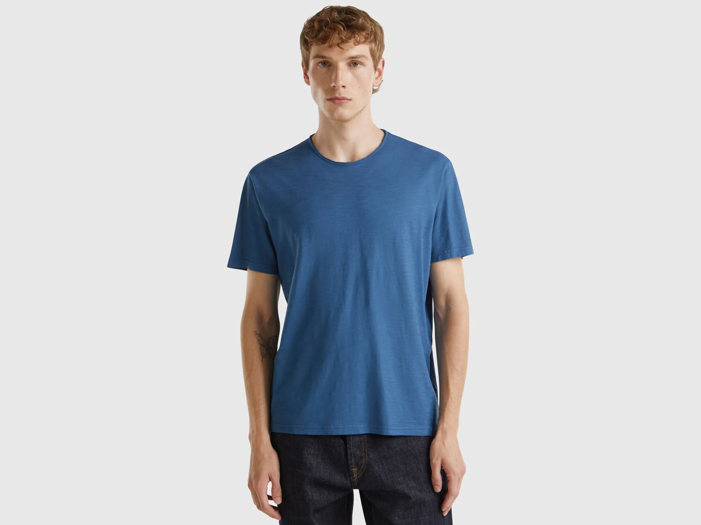 Air force blue t-shirt in slub cotton
