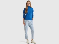 Air force blue turtleneck in pure Merino wool
