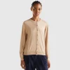 Beige cardigan in cashmere and wool blend
