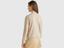 Beige cardigan in pure Merino wool