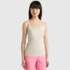 Beige tank top in pure cotton