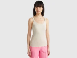 Beige tank top in pure cotton