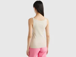 Beige tank top in pure cotton