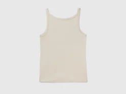 Beige tank top in pure cotton