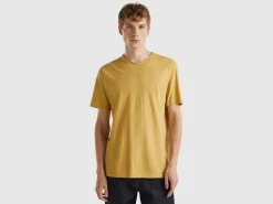 Beige t-shirt in slub cotton