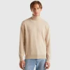 Beige turtleneck in pure cashmere