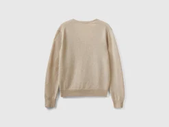 Beige V-neck cardigan in pure Merino wool