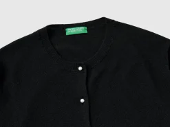 Black cardigan in pure Merino wool