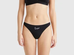 Black Christmas briefs with text embroidery