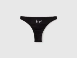 Black Christmas briefs with text embroidery