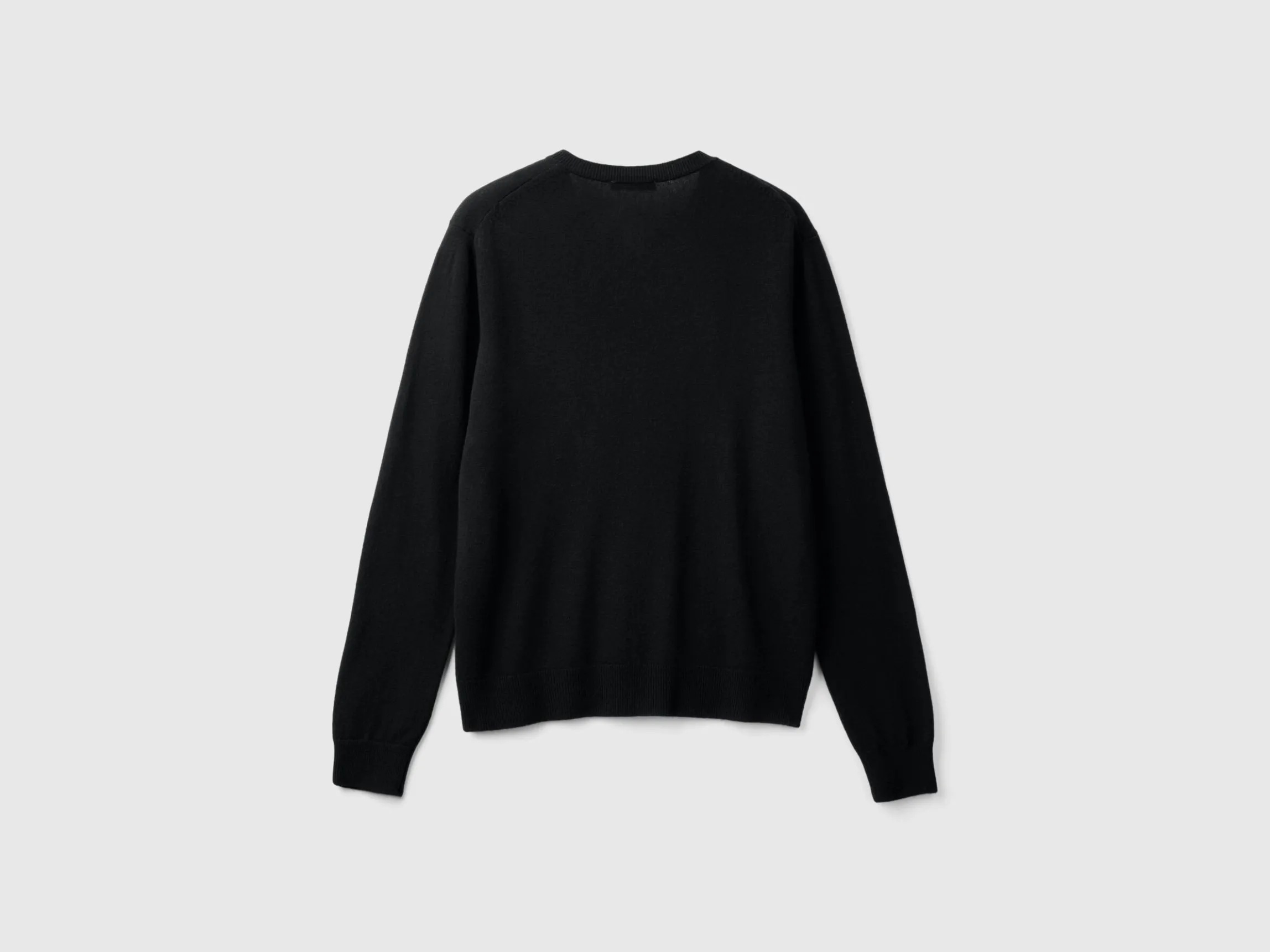 Black crew neck cardigan in pure Merino wool