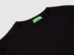 Black crew neck sweater in Merino wool