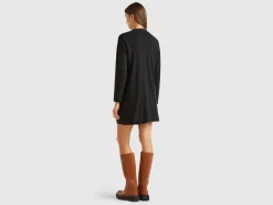 Black open cardigan in cashmere and wool blend