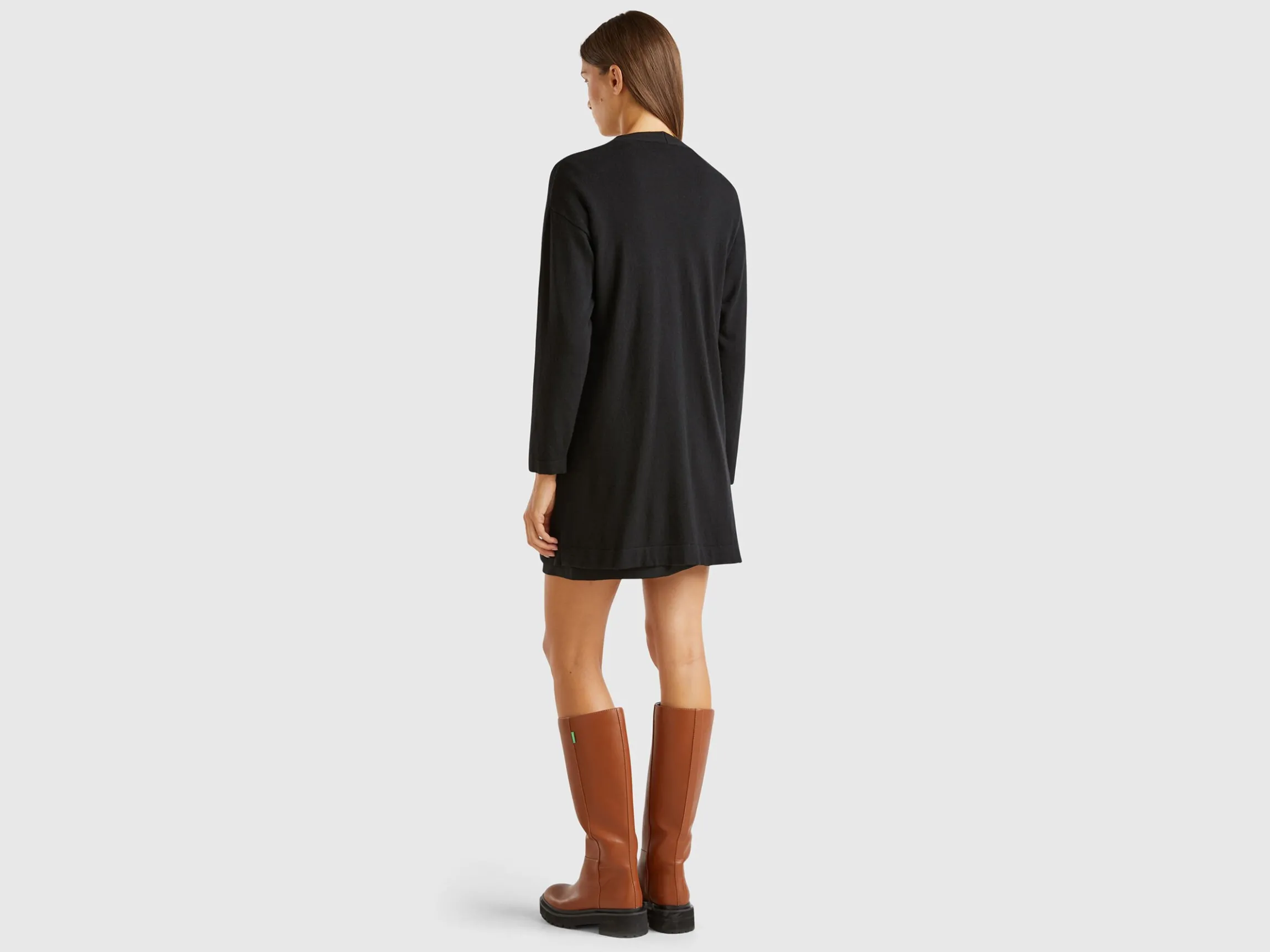 Black open cardigan in cashmere and wool blend