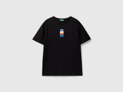 Black organic cotton t-shirt with logo