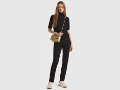 Black short sleeve turtleneck in cashmere blend