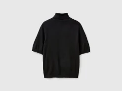 Black short sleeve turtleneck in cashmere blend