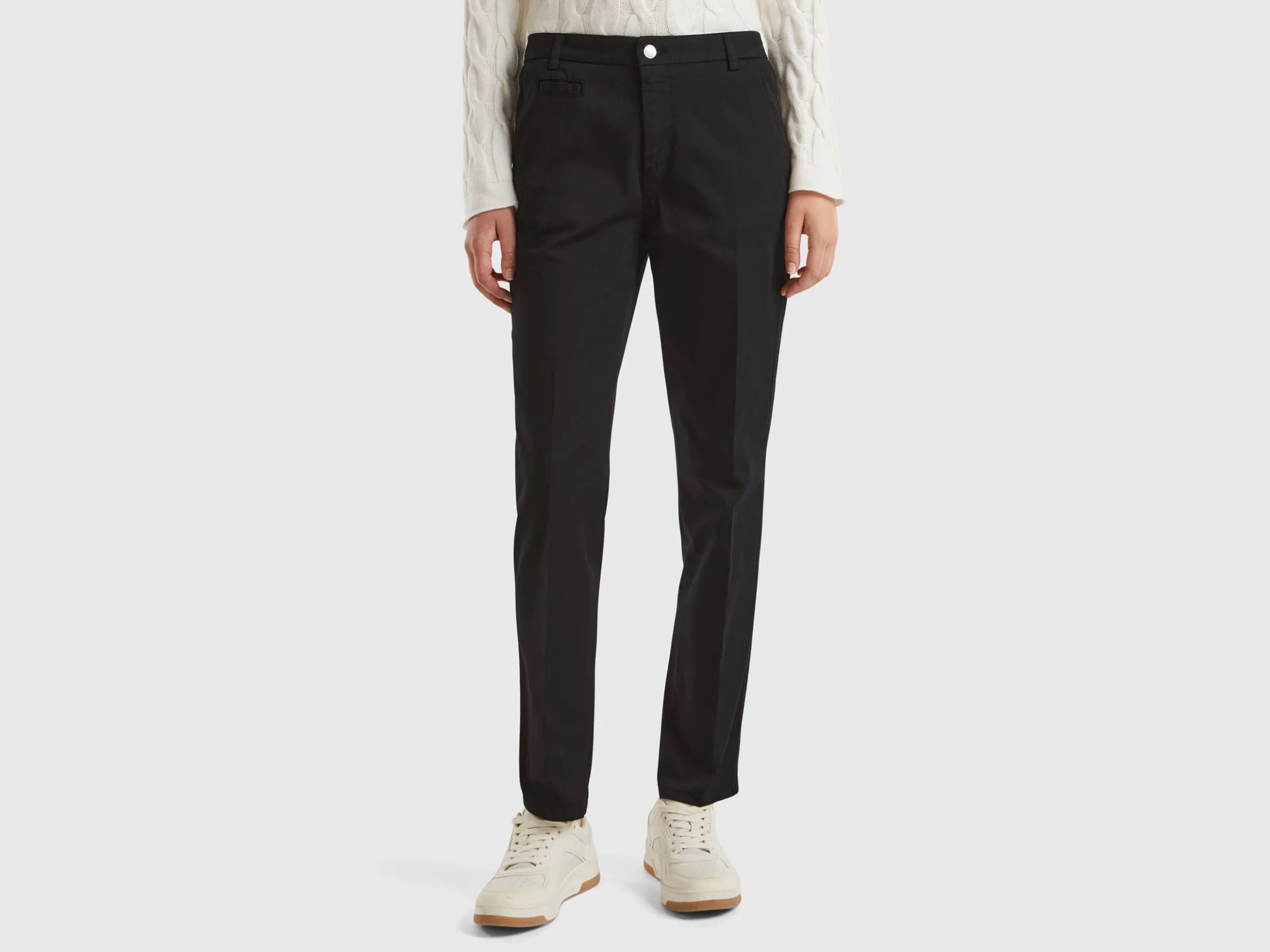 Black slim fit cotton chinos