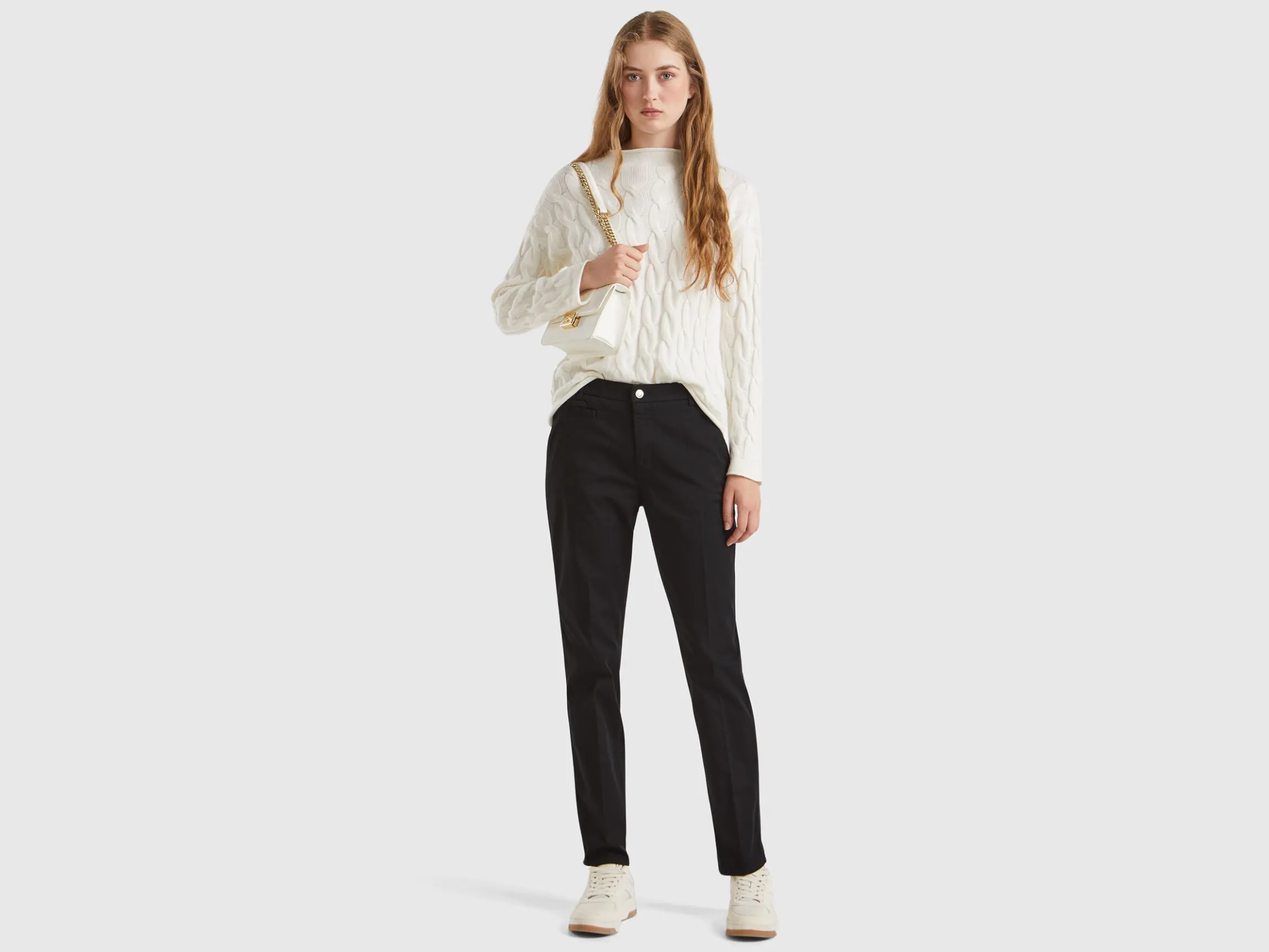 Black slim fit cotton chinos