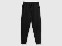 Black sporty trousers in cashmere blend