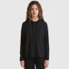 Black sweater in cashmere blend with hood