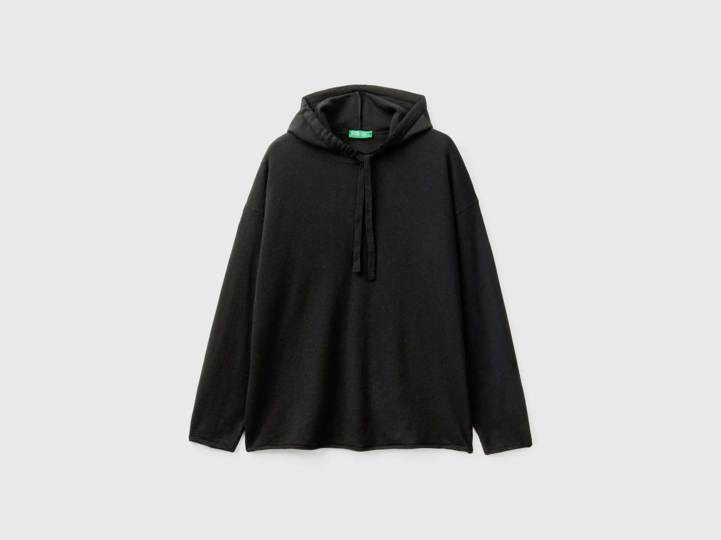 Black sweater in cashmere blend with hood