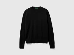 Black sweater in pure Merino wool