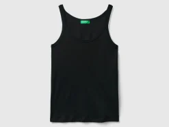 Black tank top in pure cotton