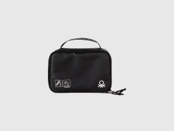 Black travel toiletry bag with hook