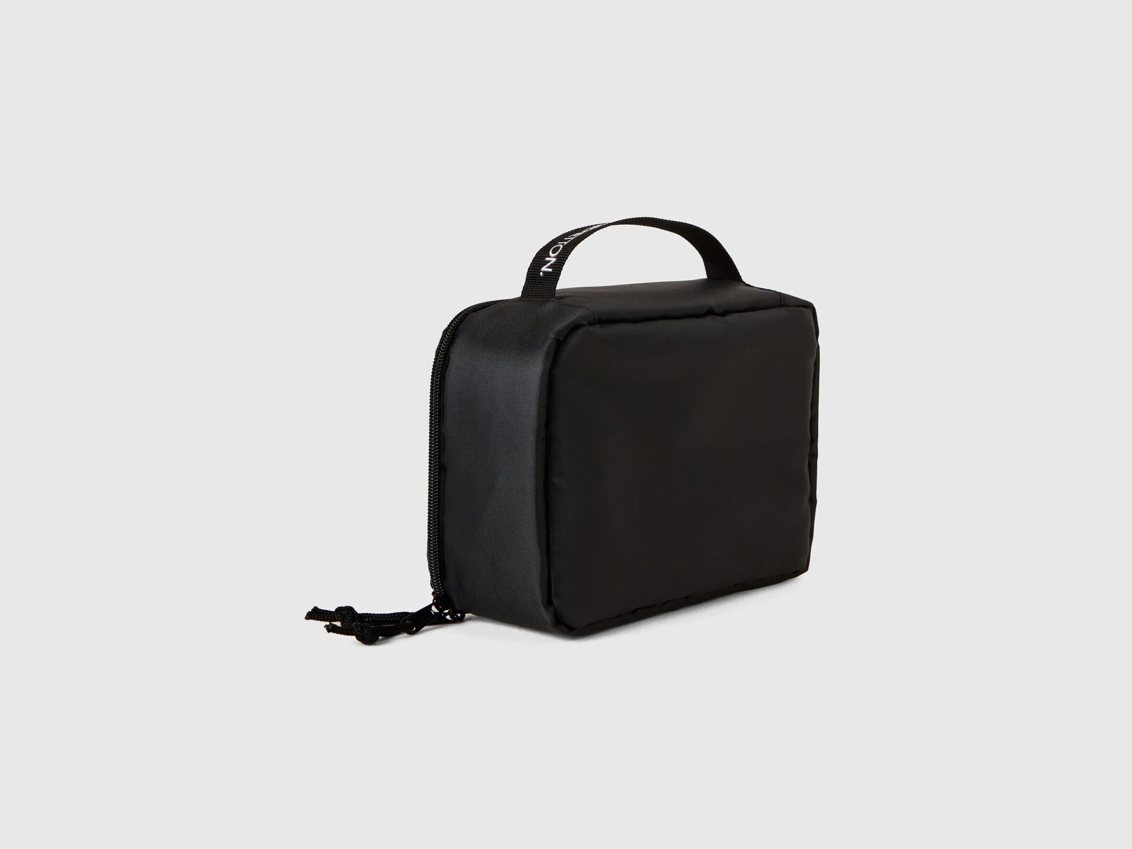 Black travel toiletry bag with hook