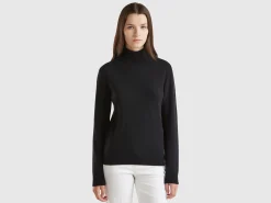 Black turtleneck sweater in pure Merino wool