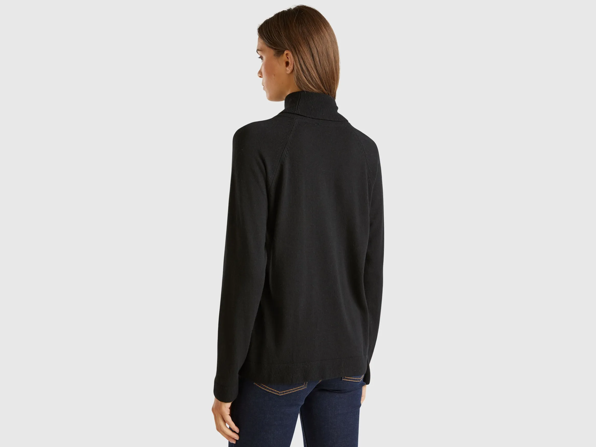 Black turtleneck sweater in cashmere and wool blend
