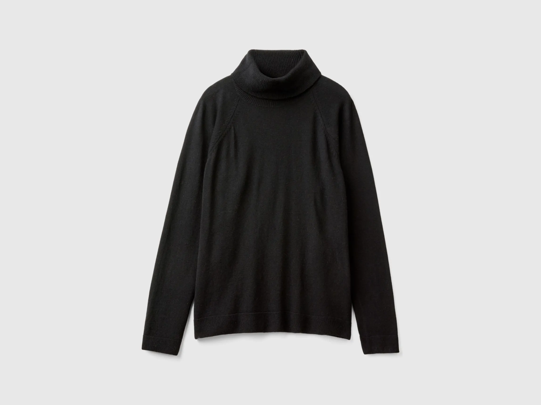 Black turtleneck sweater in cashmere and wool blend