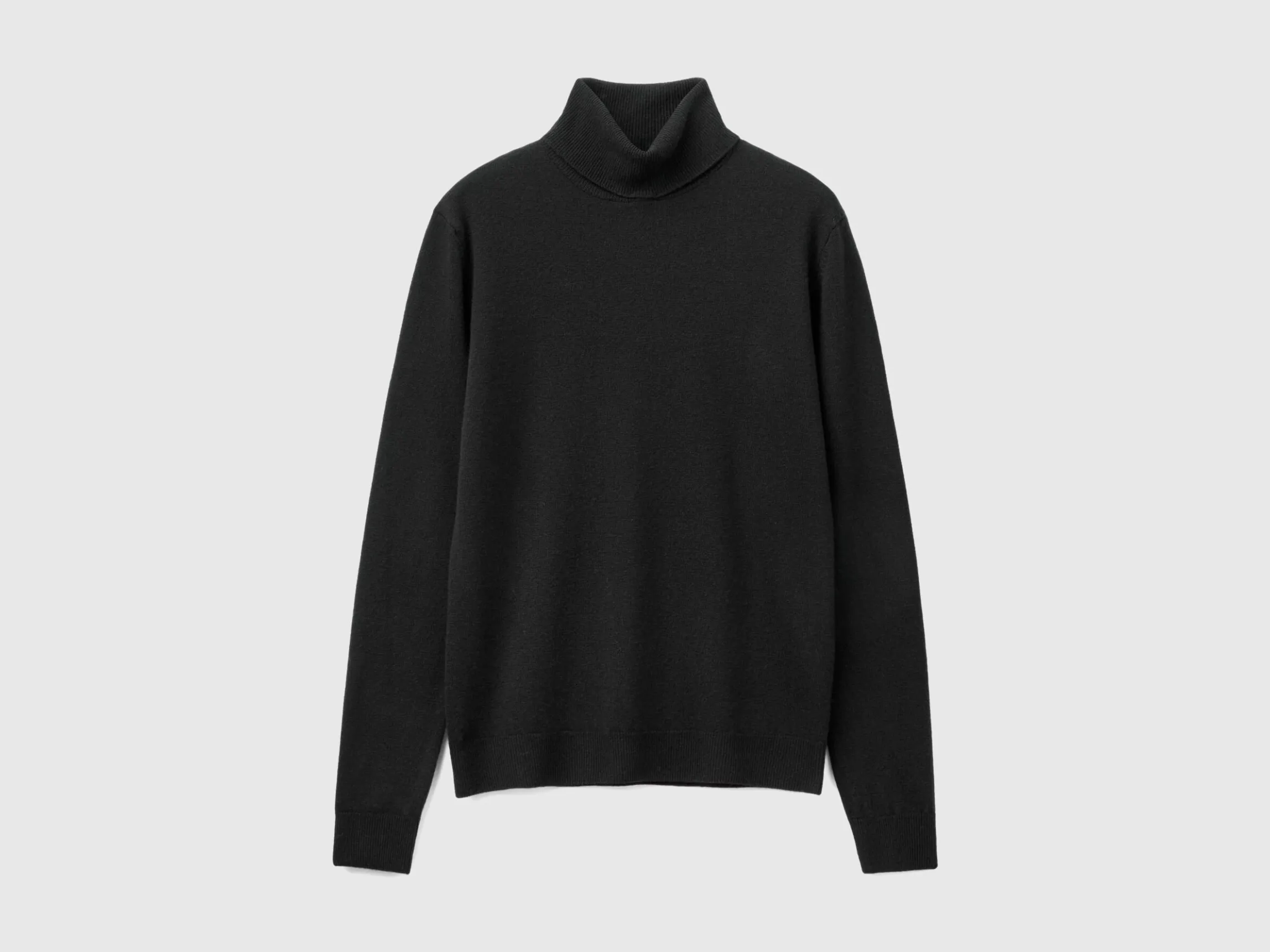 Black turtleneck sweater in pure Merino wool