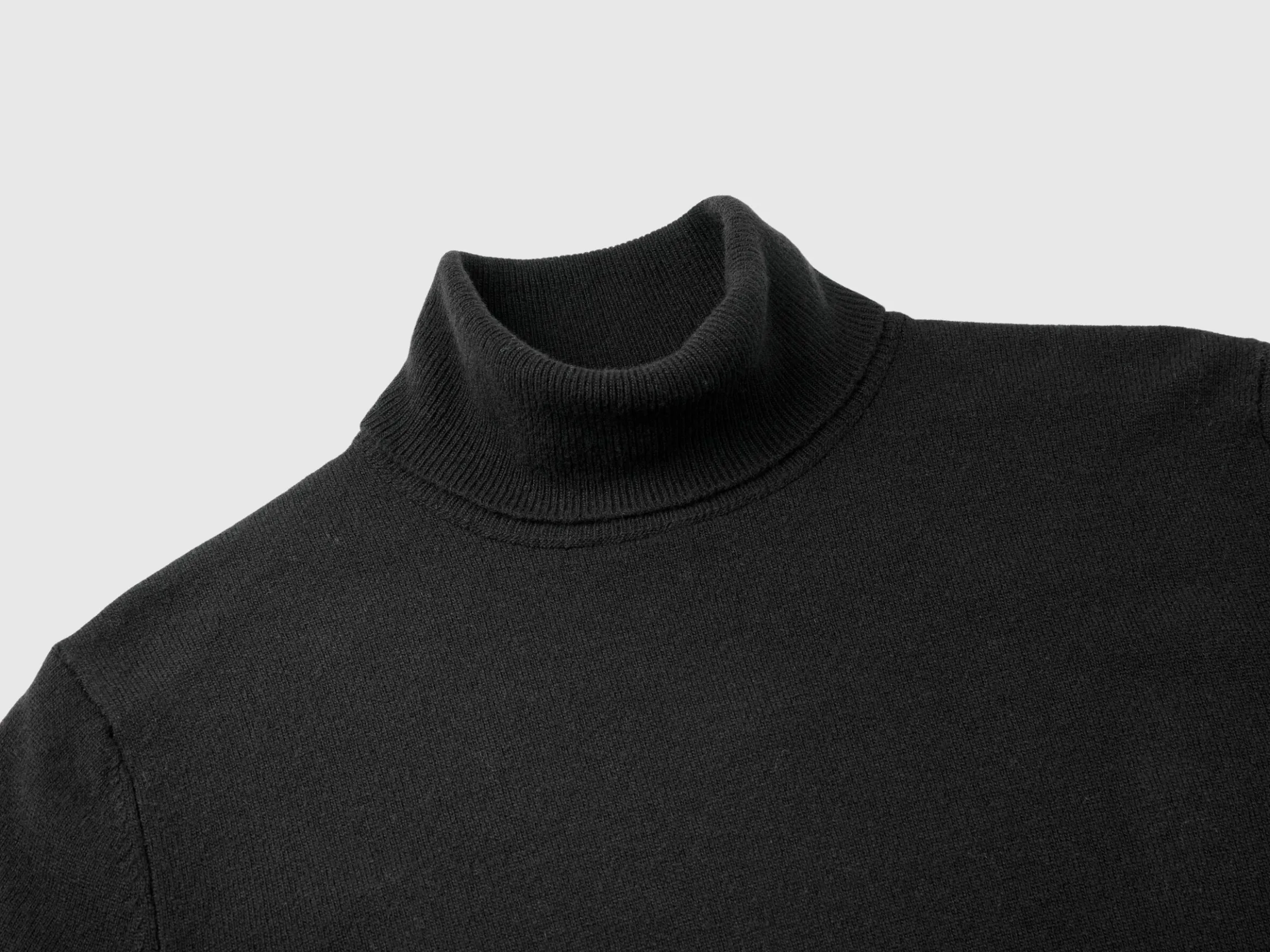 Black turtleneck sweater in pure Merino wool