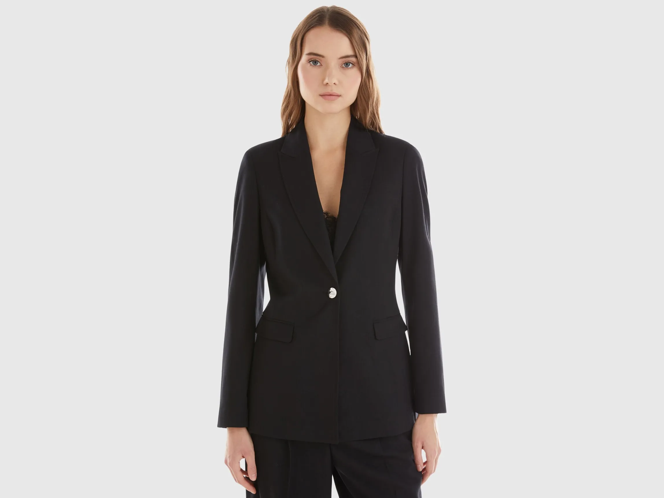Blazer in wool and viscose blend