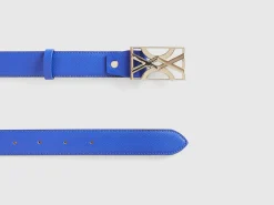 Blue belt with logo buckle