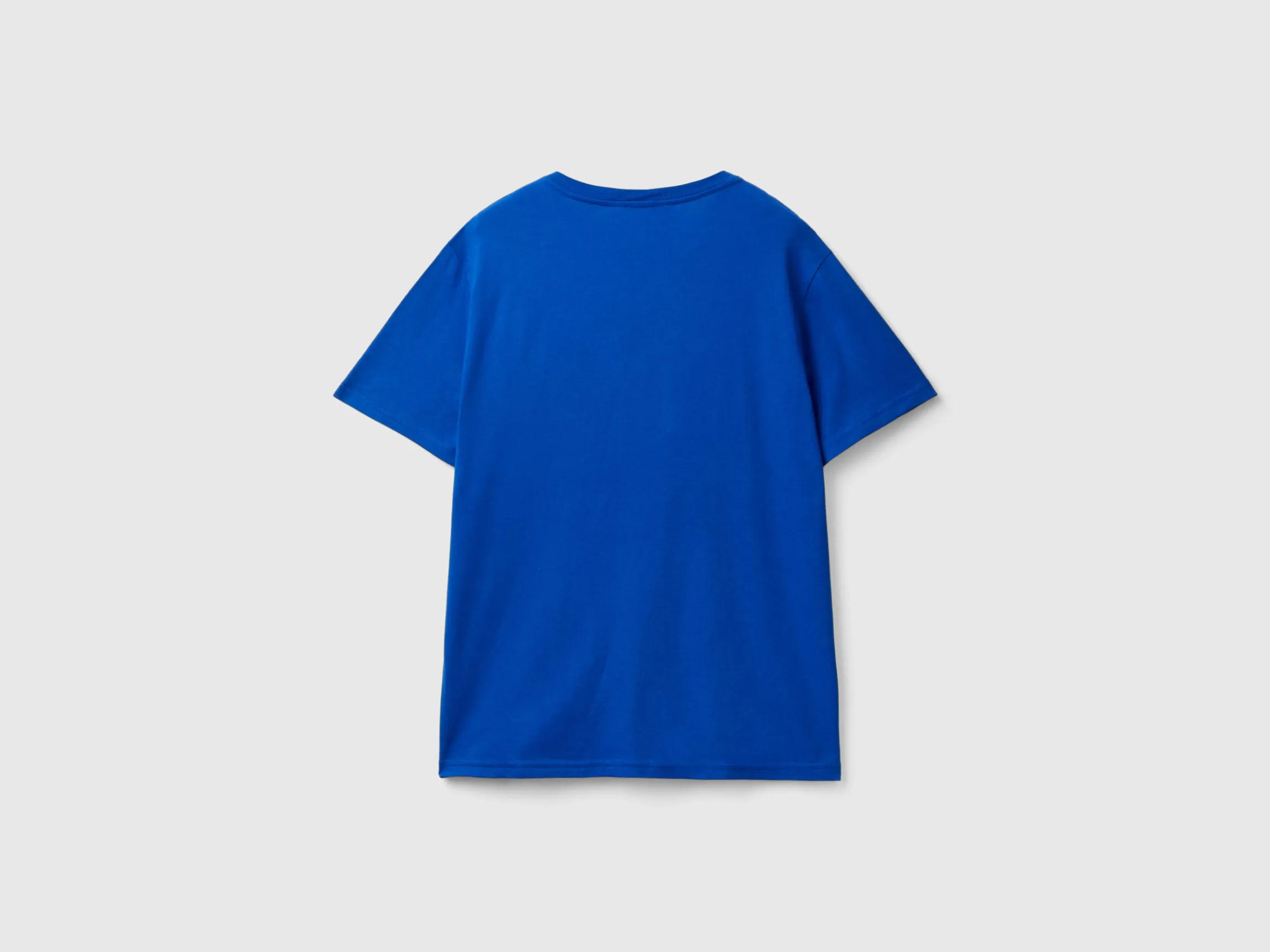 Blue organic cotton t-shirt with white logo