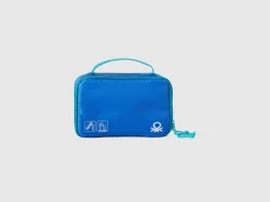 Blue travel toiletry bag with hook