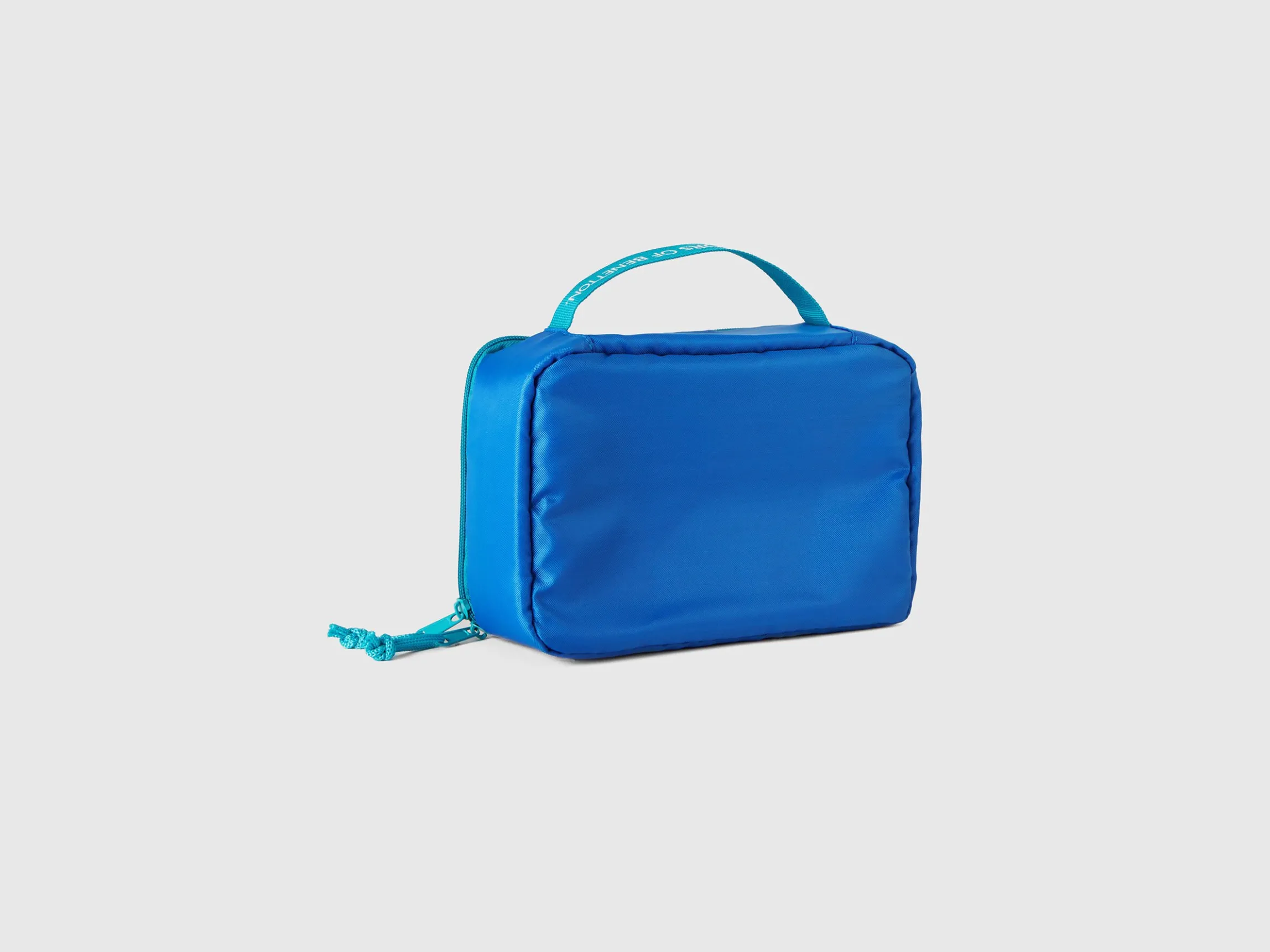 Blue travel toiletry bag with hook