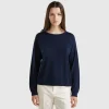 Boat neck sweater in pure Merino wool