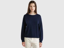 Boat neck sweater in pure Merino wool