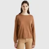 Boat neck sweater in pure Merino wool