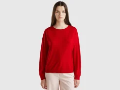Boat neck sweater in pure Merino wool