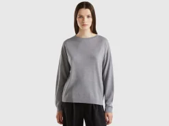 Boat neck sweater in pure Merino wool