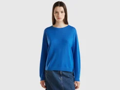 Boat neck sweater in pure Merino wool