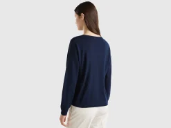 Boat neck sweater in pure Merino wool