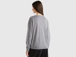 Boat neck sweater in pure Merino wool