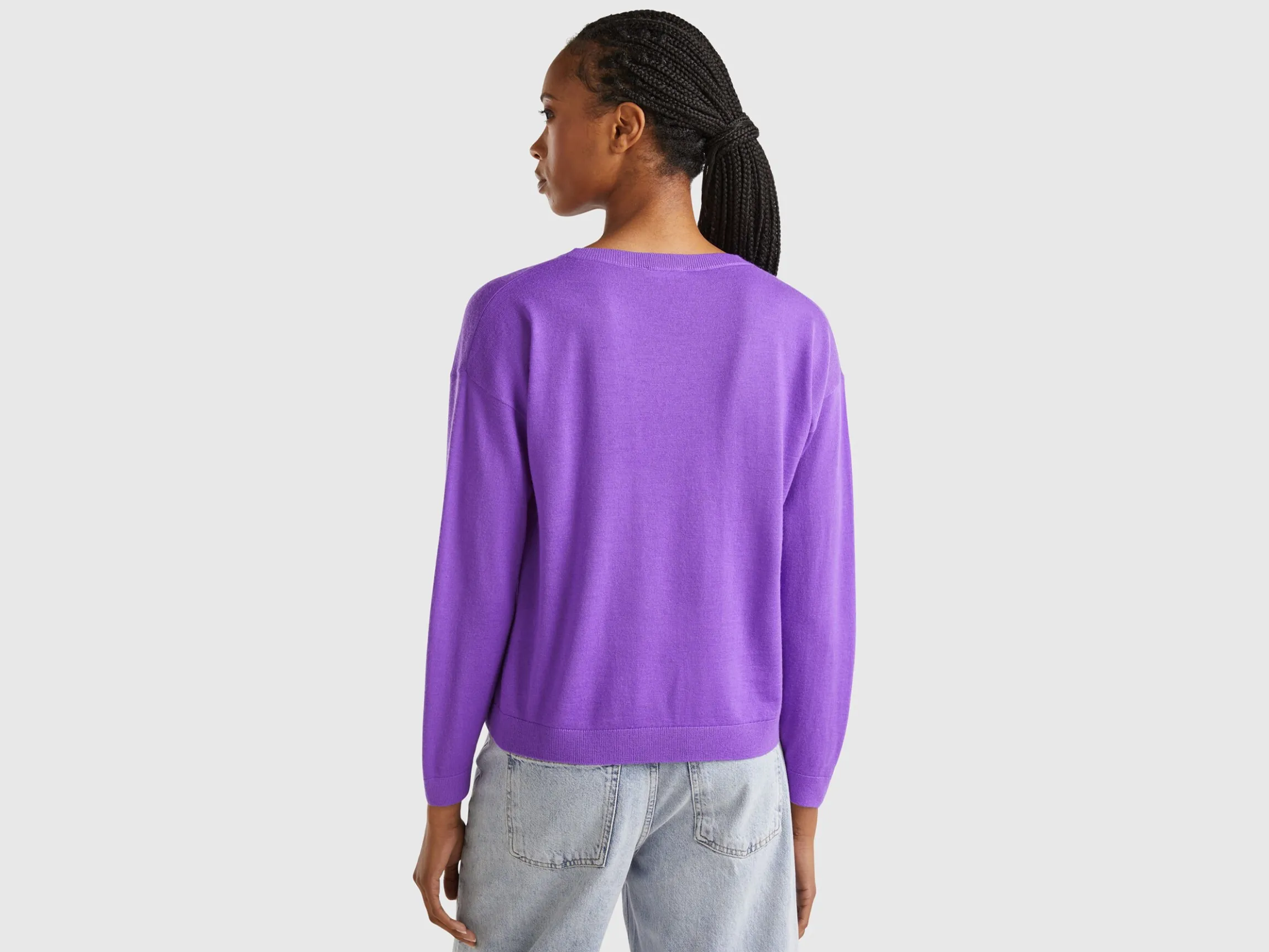 Boat neck sweater in pure Merino wool